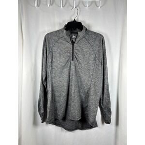 RBX Active Womens Gray Space Dye Quarter Zip Pullover Long Sleeve Thumbhole L